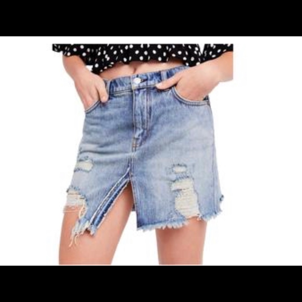 Free People Bailey Denim Mini Skirt Blue 30